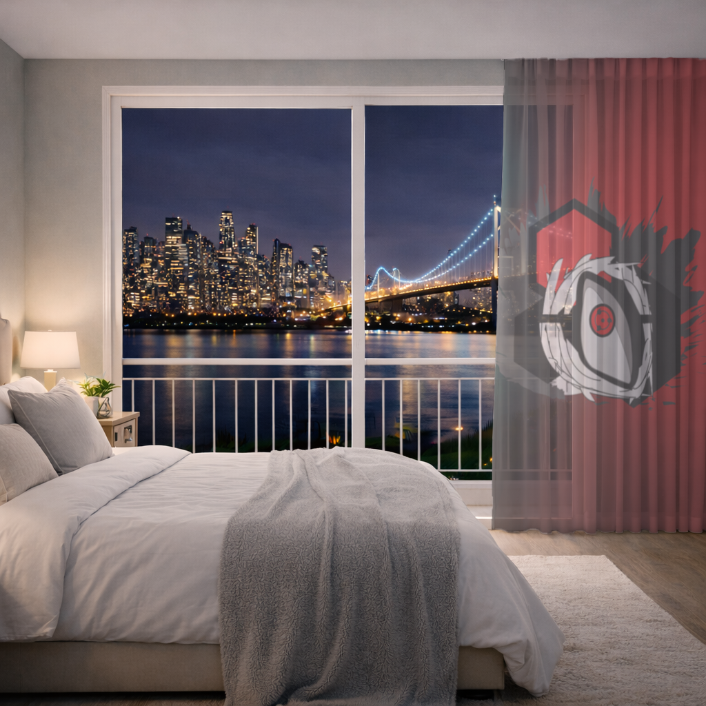 Mystic Red Eye Hexagon Sheer Curtain