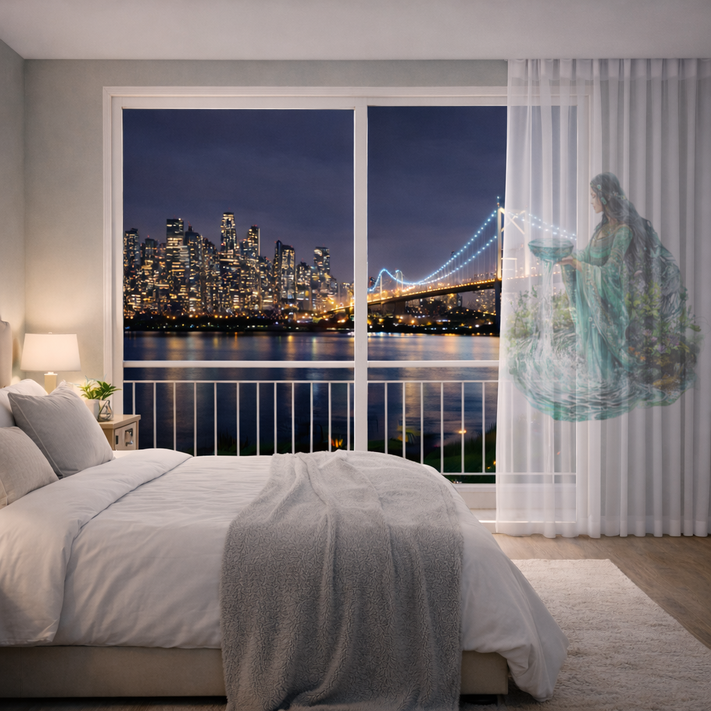 Ethereal Water Goddess Sheer Curtain