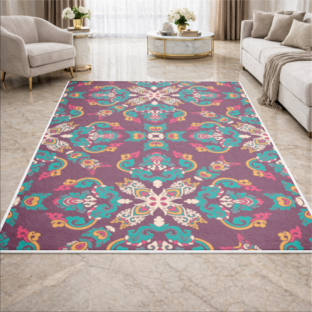 Otantik Osmanlı Motifli Renkli Mandala Deseni Salon Halısı