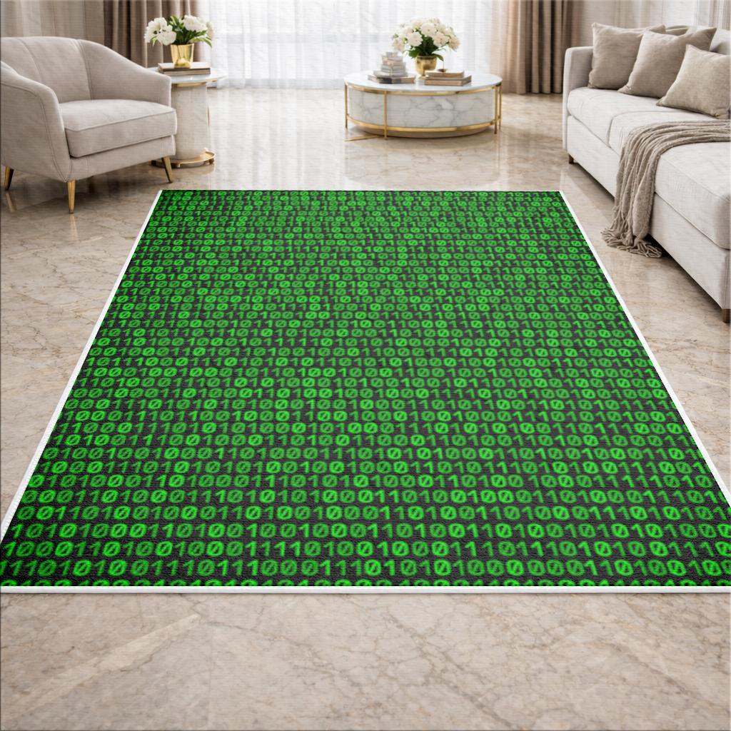 Matrix Style Digital Binary Code Background Living room carpet