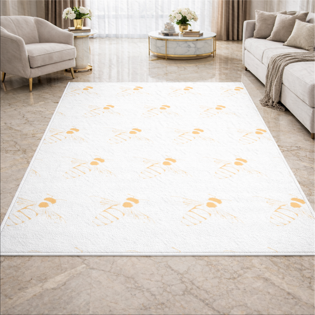 Minimal Orange Bee Illustration Living room carpet
