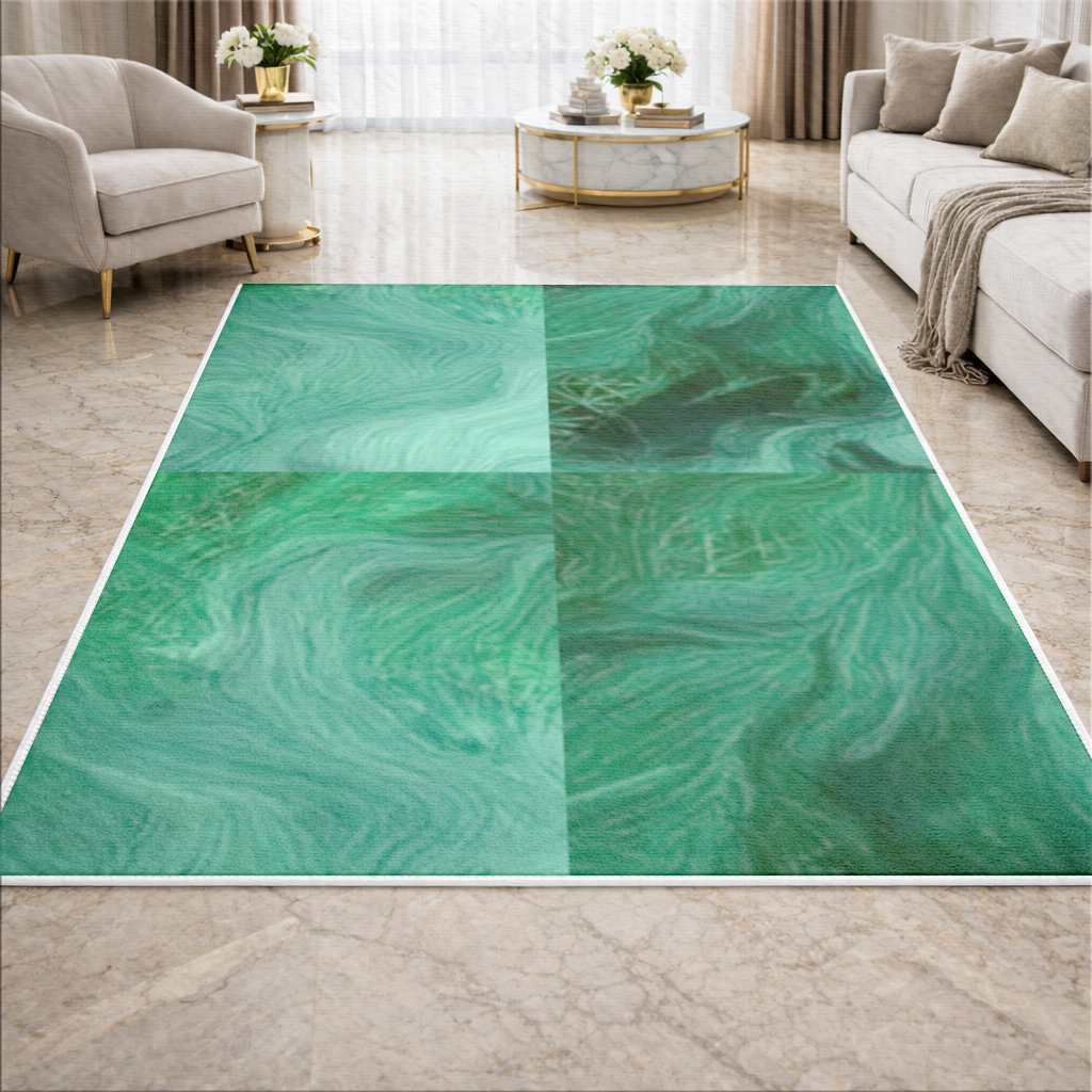 Black and green marbling Living room carpet