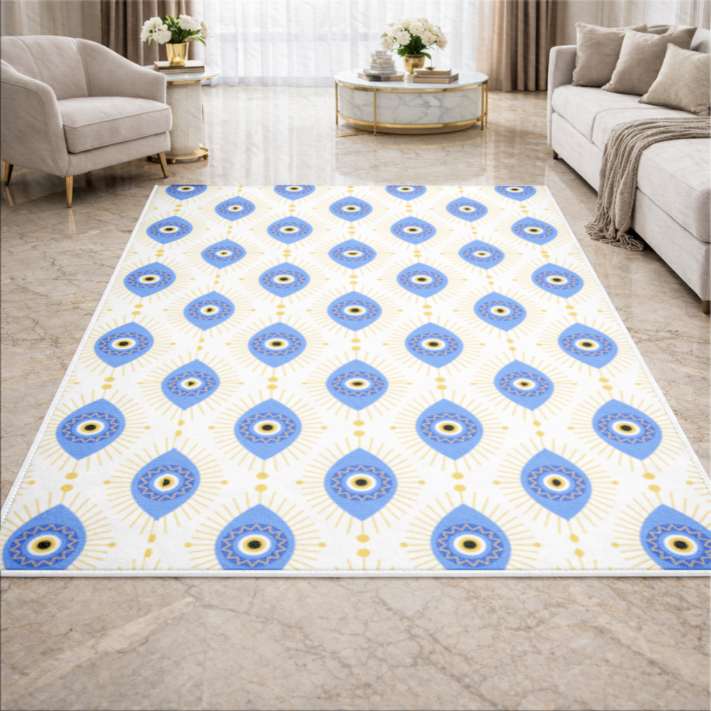 Modern Evil Eye Pattern with Sunburst Rays Living room carpet