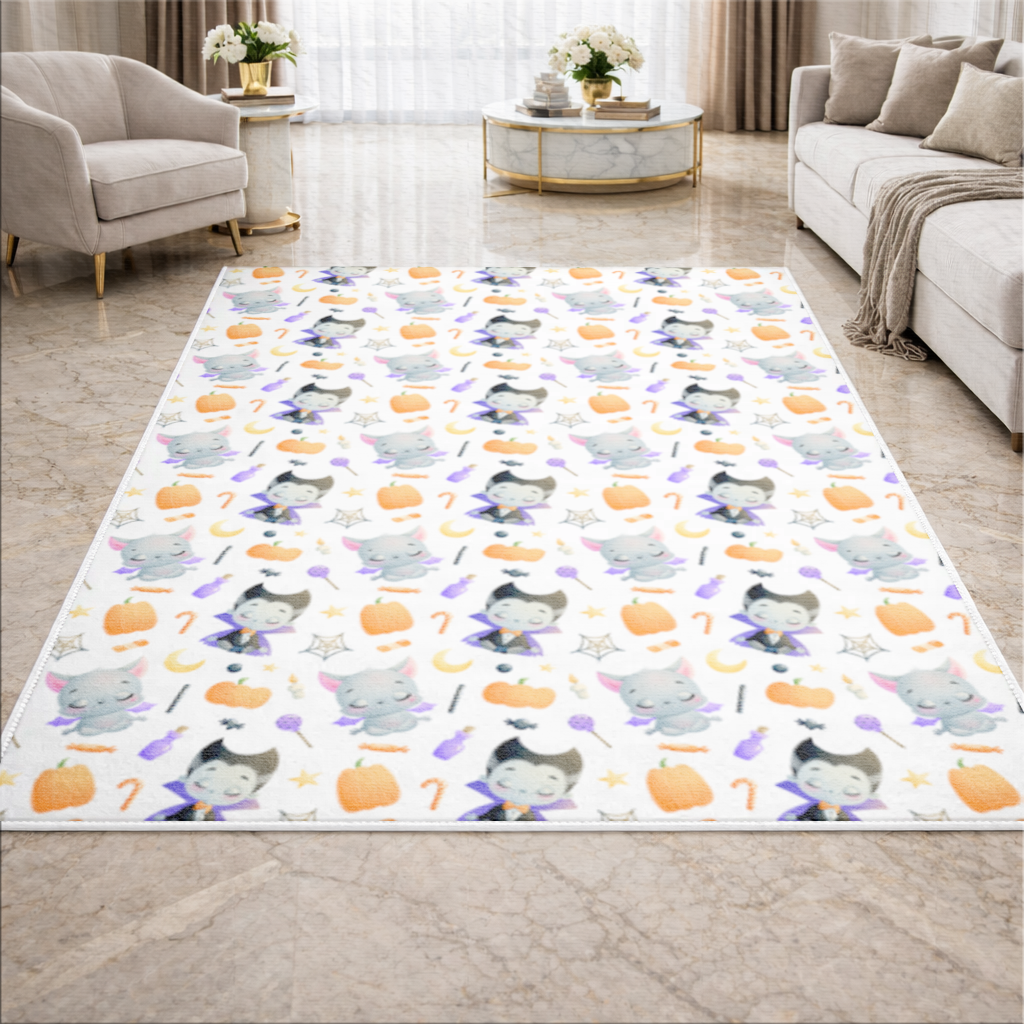 Cute Vampire and Bat Halloween Seamless Pattern Living room carpet