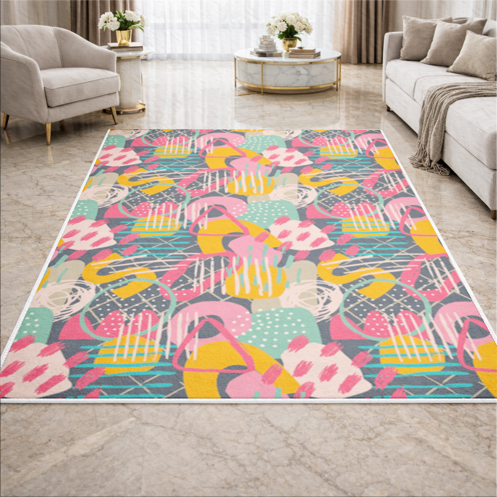 Abstract Geometric Doodle Living room carpet