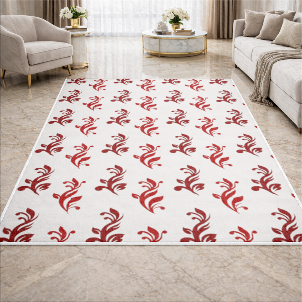 Bordo Barok Kıvrımlar Salon Halısı