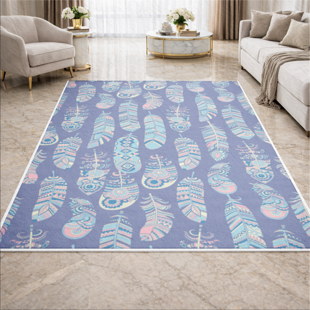 Boho Tribal Feather Living room carpet