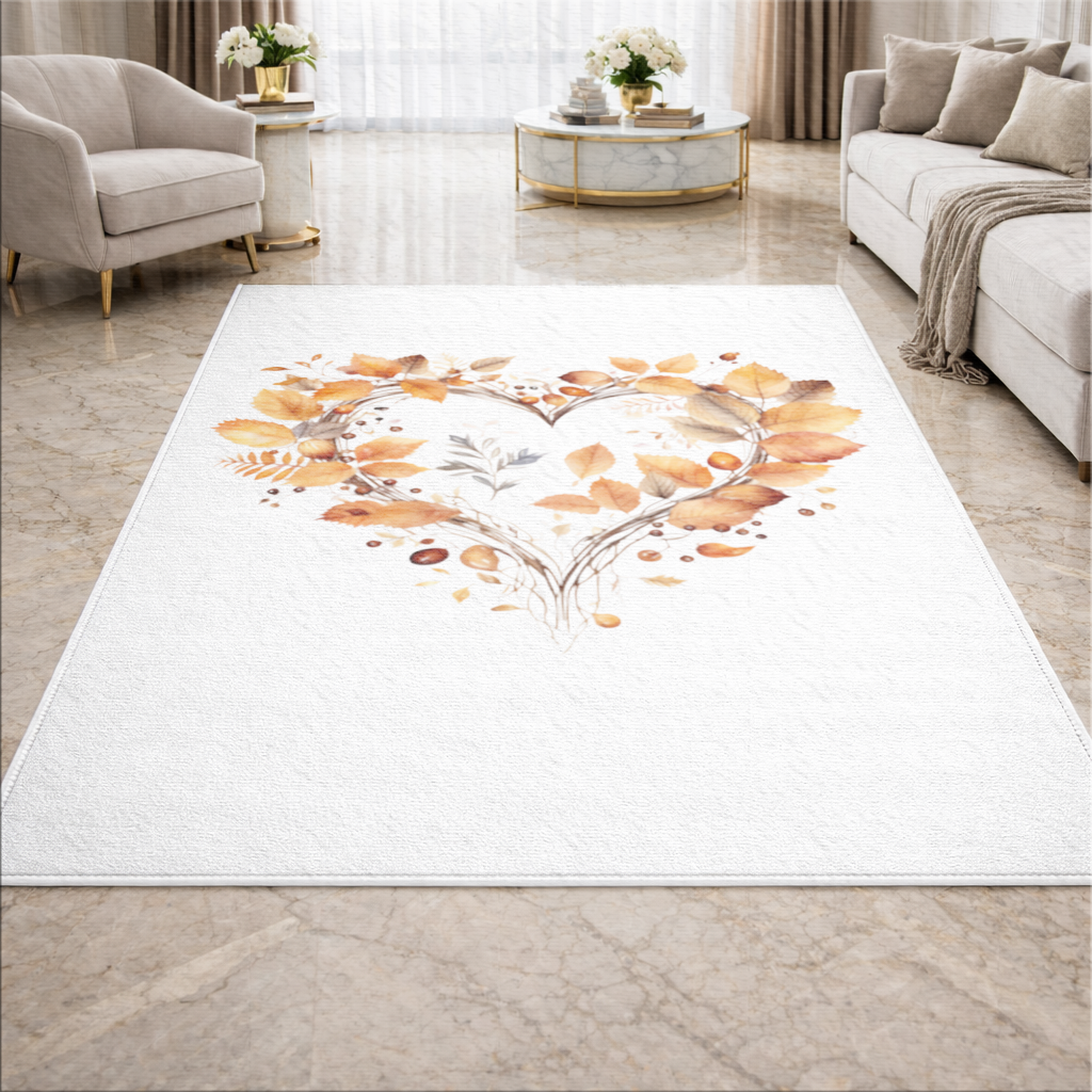Orange Autumn Leaves Heart Living room carpet