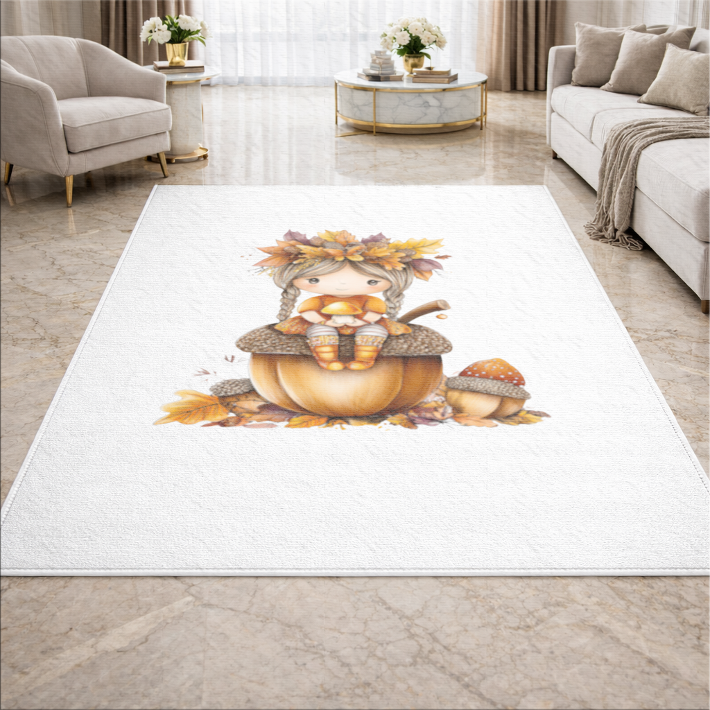 Autumn Acorn Mushroom Girl Living room carpet
