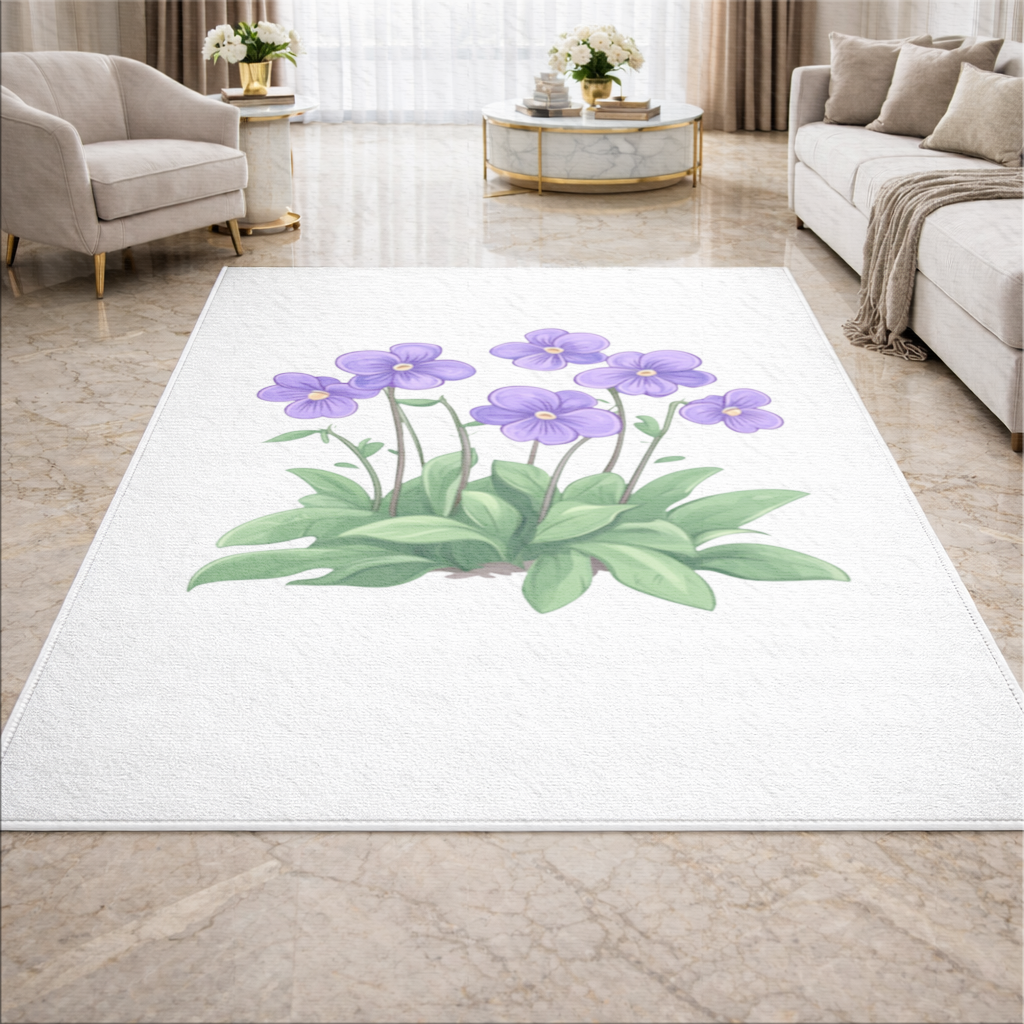 Cottagecore Purple Violets Living room carpet
