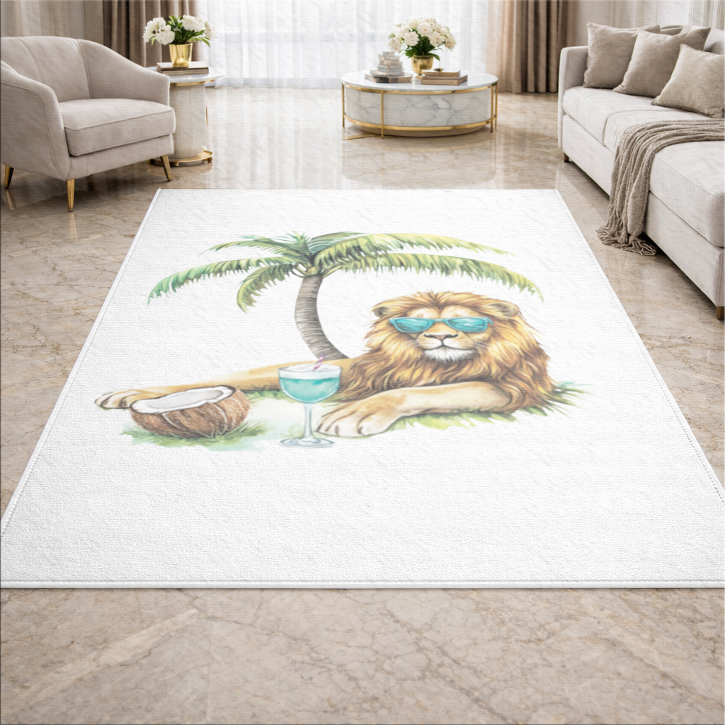 Summer Vibe Lion Under Palm Tree Living room carpet