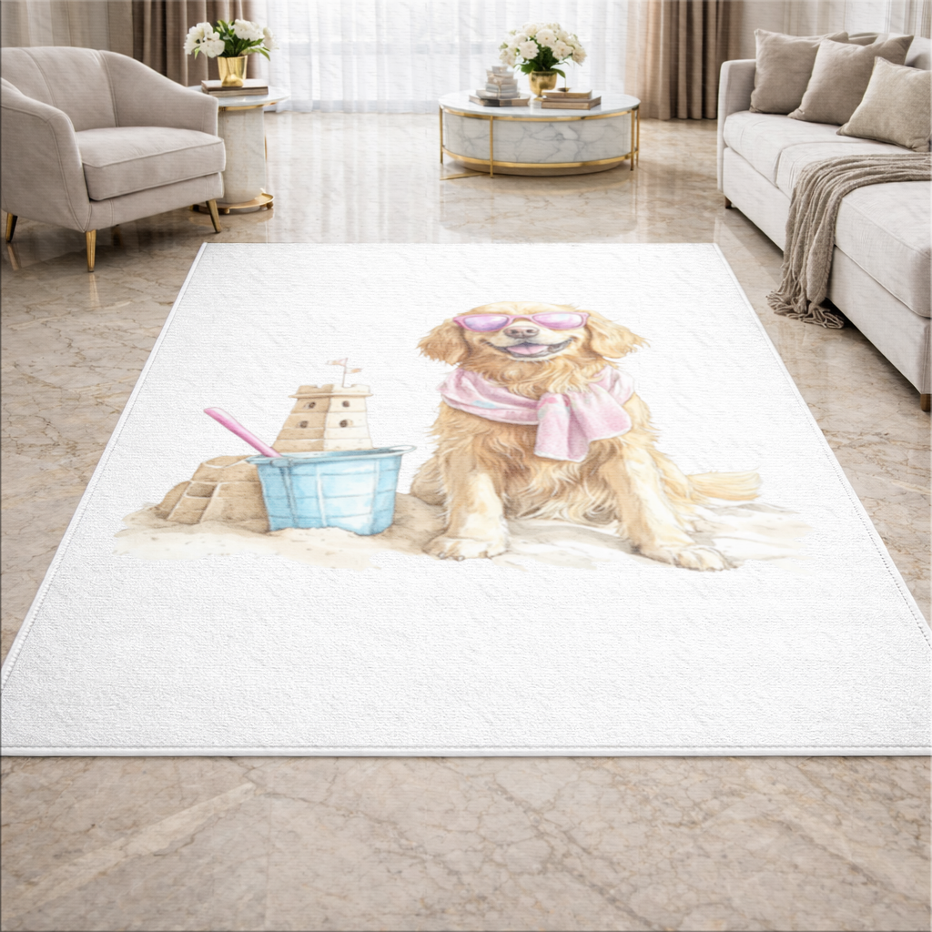Beach Golden Retriever Pink Sunglasses Living room carpet