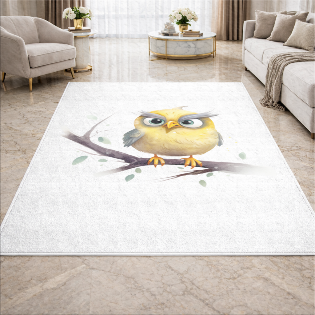 Grumpy Yellow Owl Living room carpet