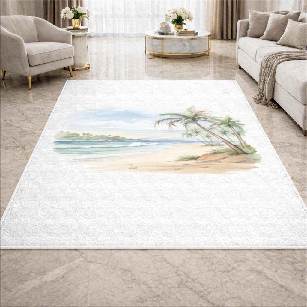 Tropical Palm Tree Beach Living room carpet