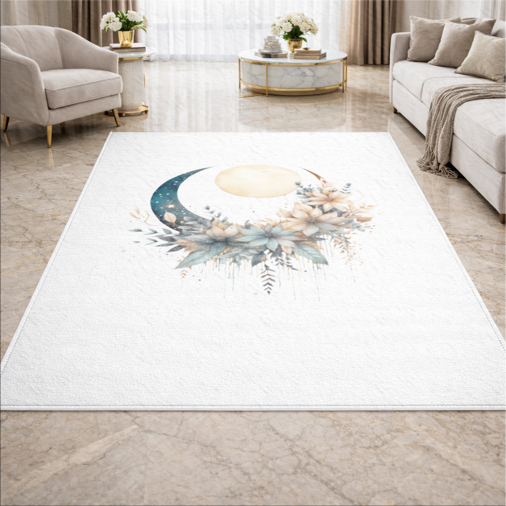 Celestial Boho Moon Floral Living room carpet