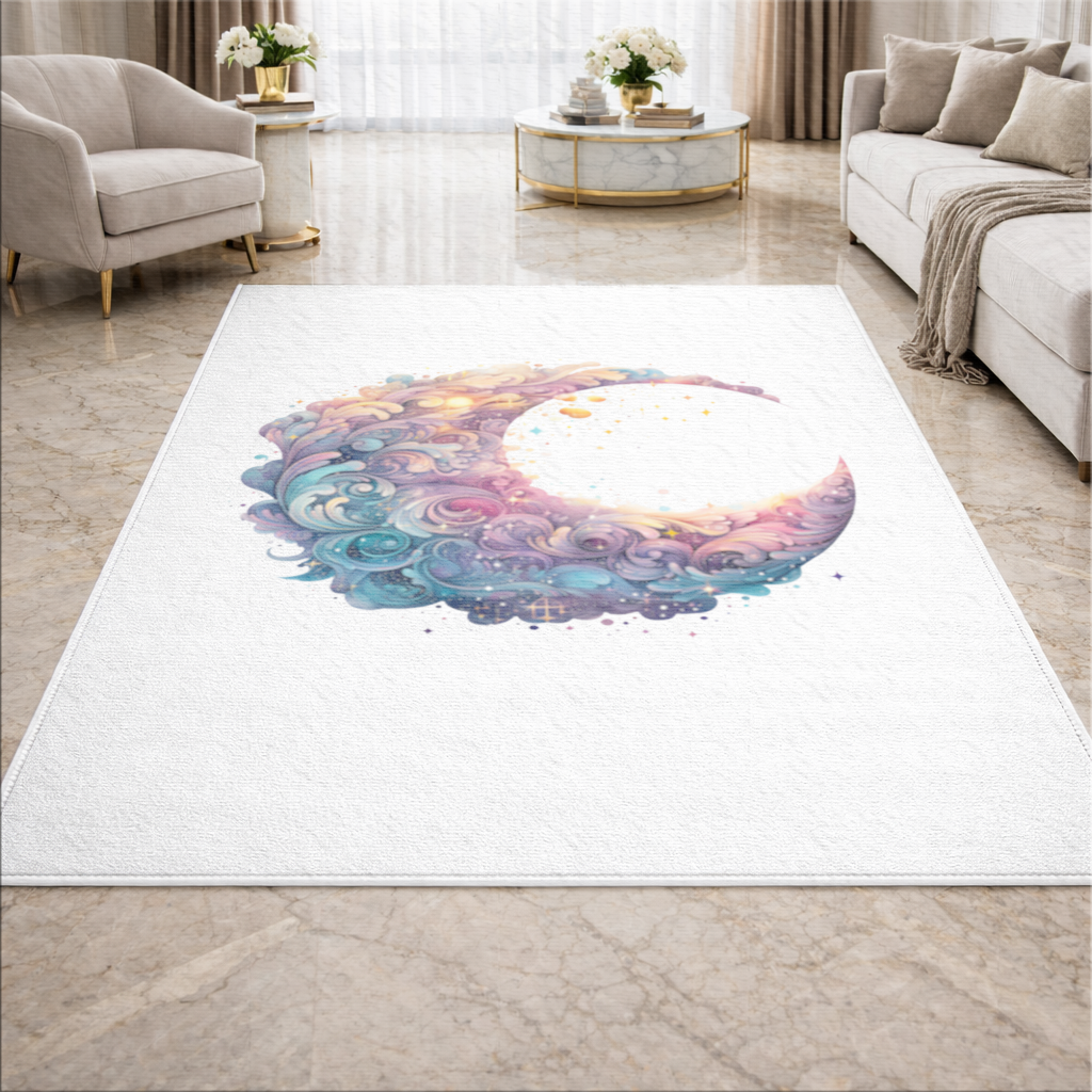 Colorful Swirled Celestial Moon Living room carpet
