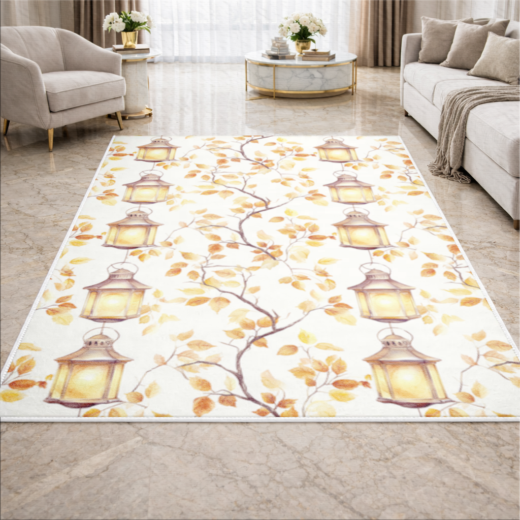 Vintage Watercolor Fall Branches Living room carpet