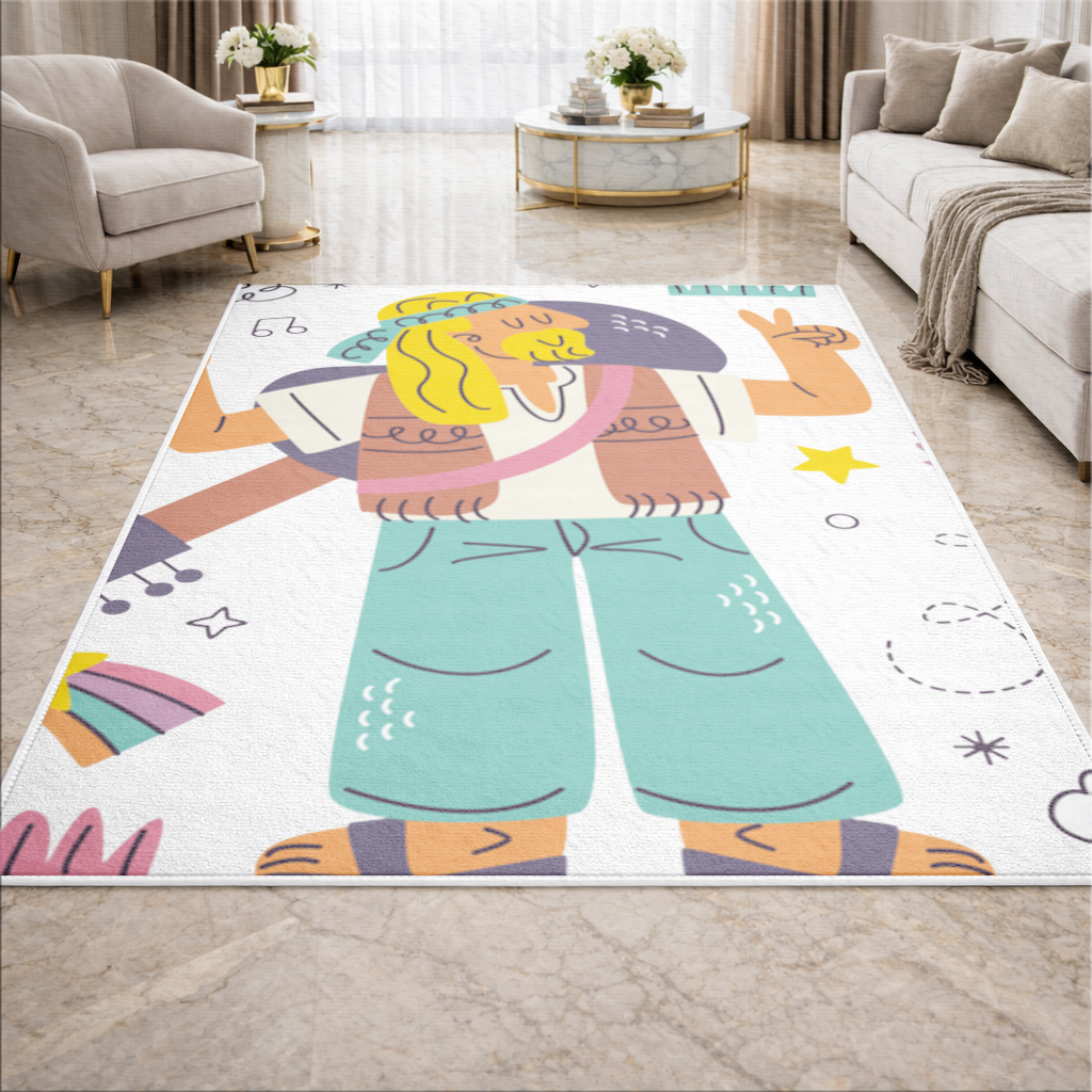 Retro Hippie Character Living room carpet