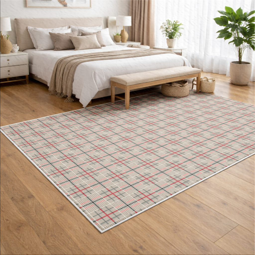 Kırmızı Siyah Geometrik Tribal Desen Salon Halısı