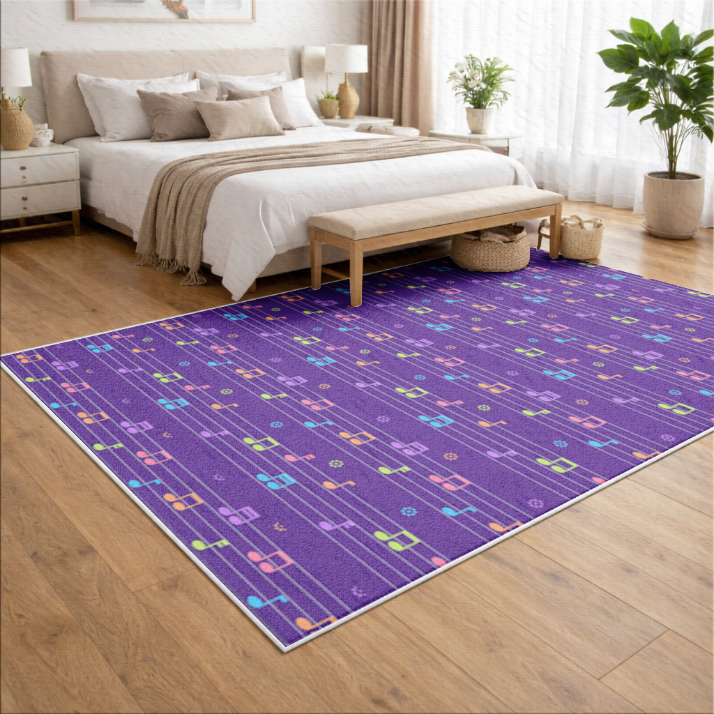 Colorful Music Notes and Modern Rhythm Seamless Pattern Living room carpet