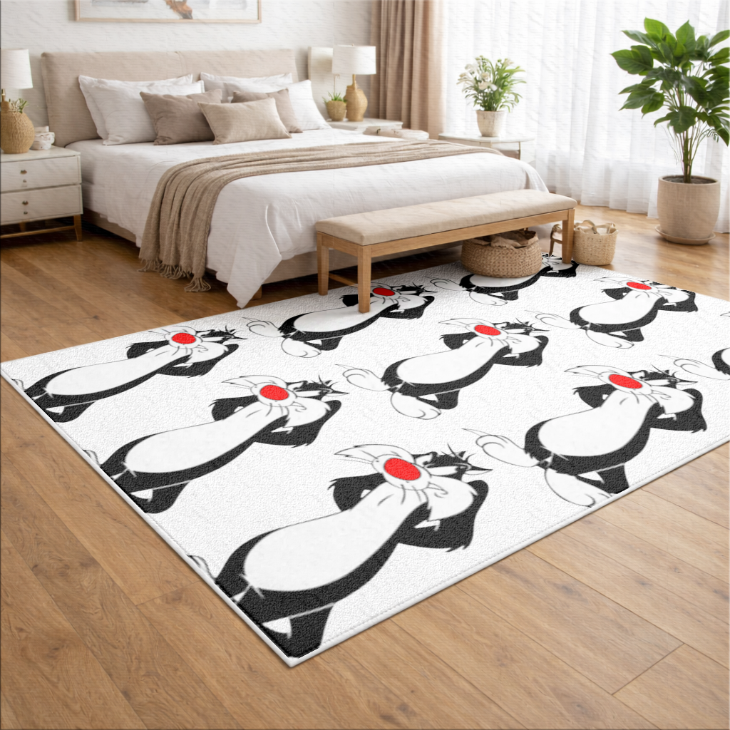 Funny Cartoon Cat Illustration Living room carpet
