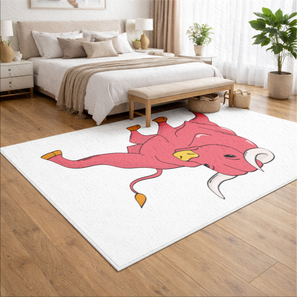 Spanish Red Bull Illustration Inspired by Matador Theme Living room carpet