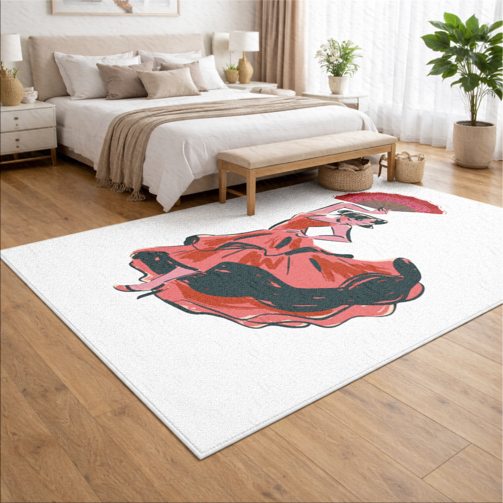 Flamenco Dancer with Fan Illustration Living room carpet