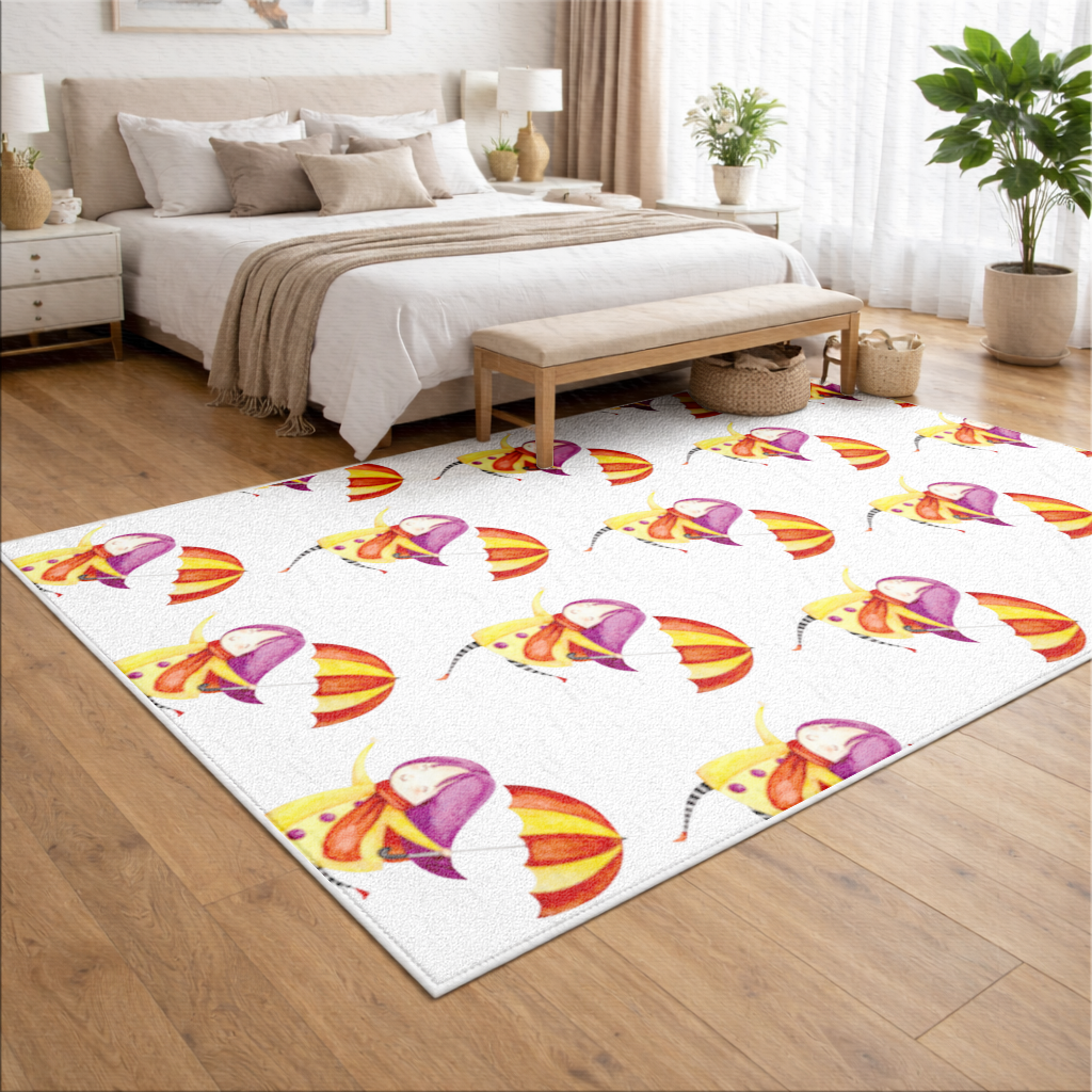 Cheerful Girl with Umbrella Living room carpet