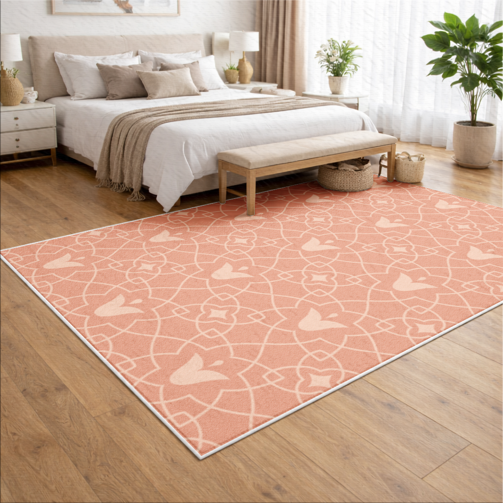 Modern Geometrik Çizgisel Terakota Desen Salon Halısı