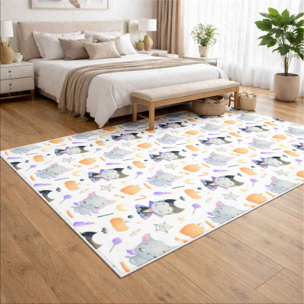 Cute Vampire and Bat Halloween Seamless Pattern Living room carpet