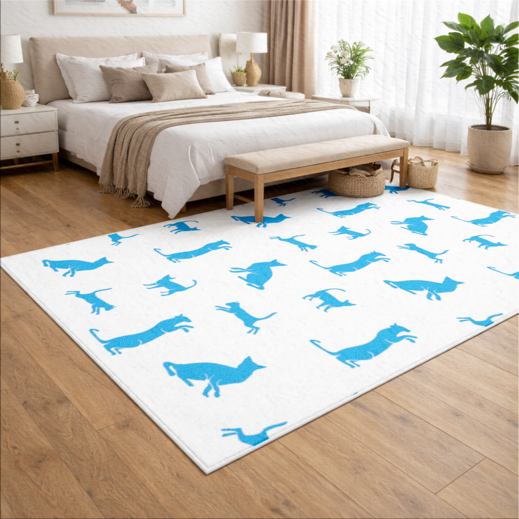 Blue Cat Silhouettes Seamless Pattern Living room carpet