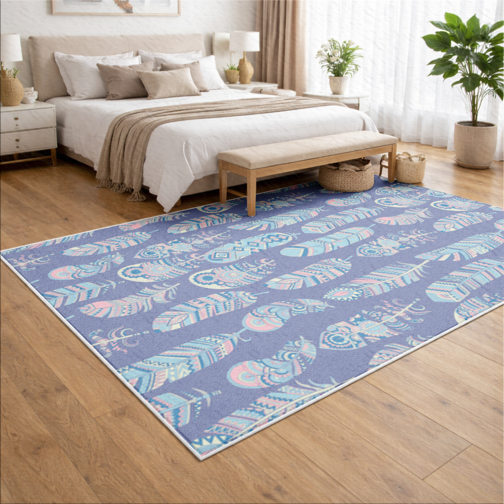 Boho Tribal Feather Living room carpet