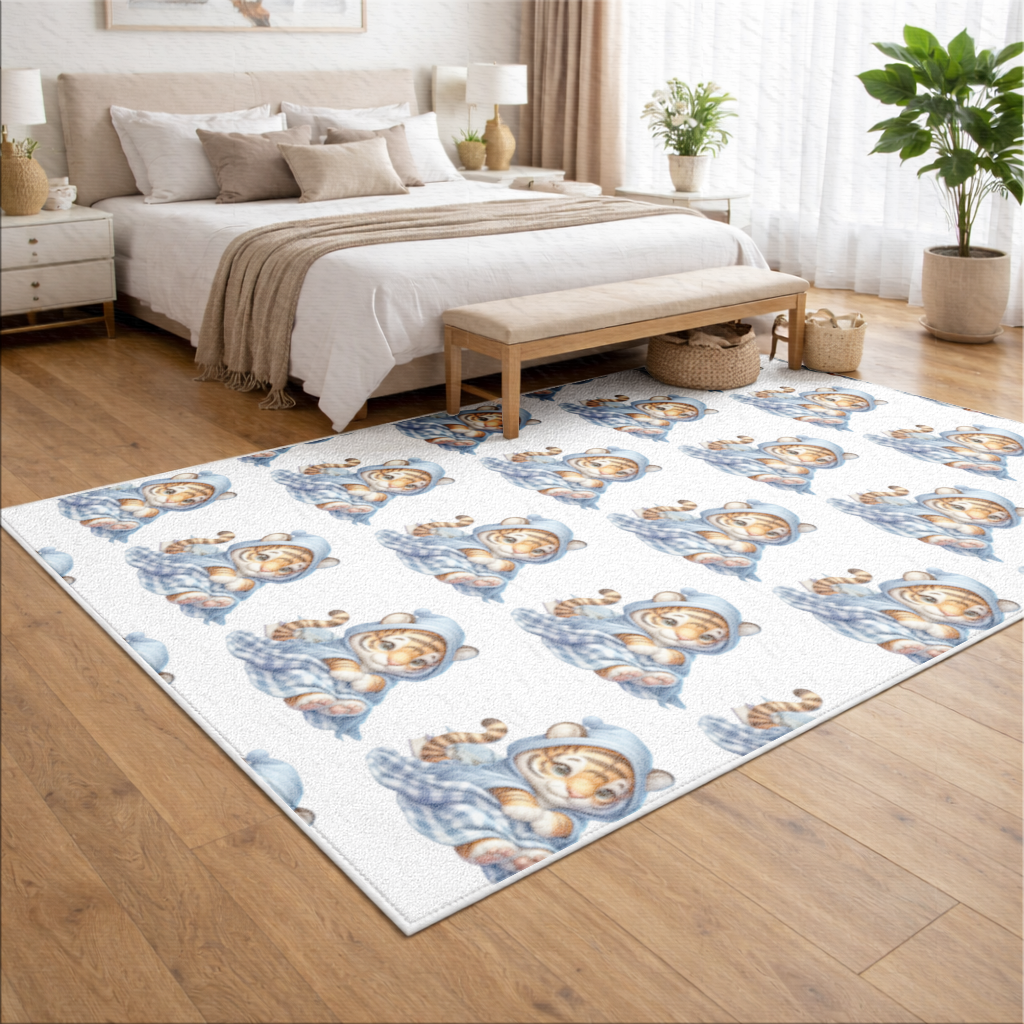 Sleepy Baby Tiger Cub on Books Living room carpet