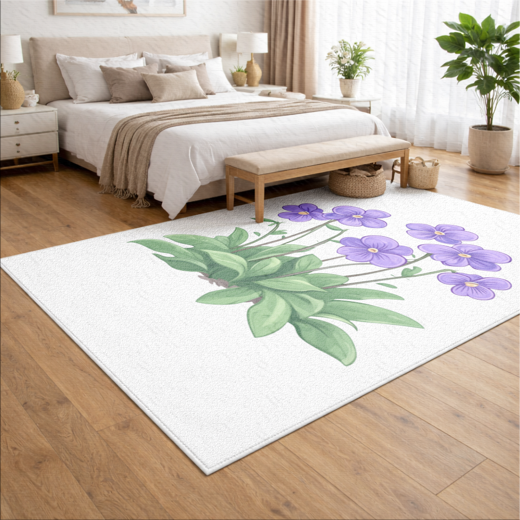 Cottagecore Purple Violets Living room carpet