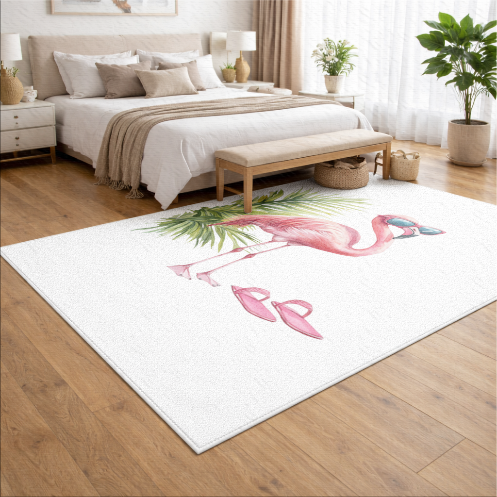 Pink Flamingo with Sunglasses Living room carpet