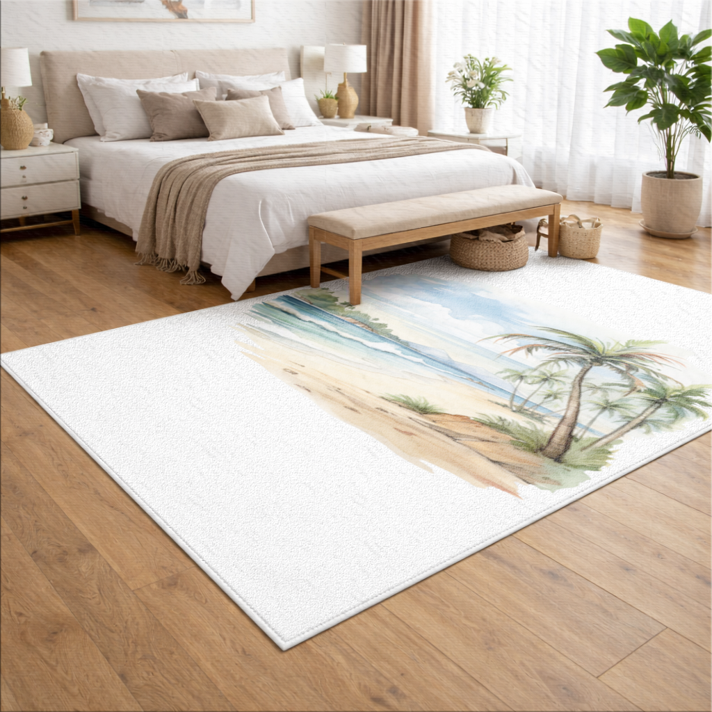 Tropical Palm Tree Beach Living room carpet