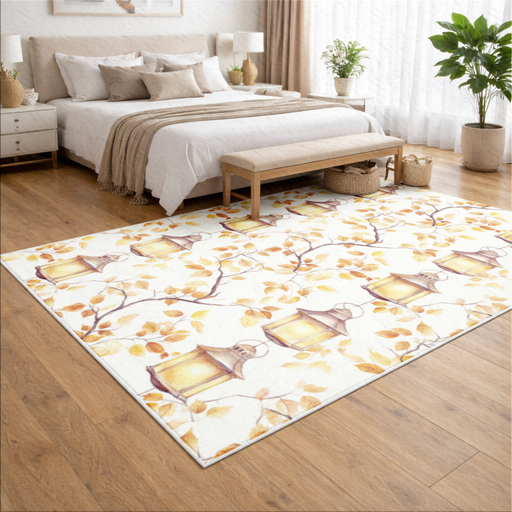 Vintage Watercolor Fall Branches Living room carpet