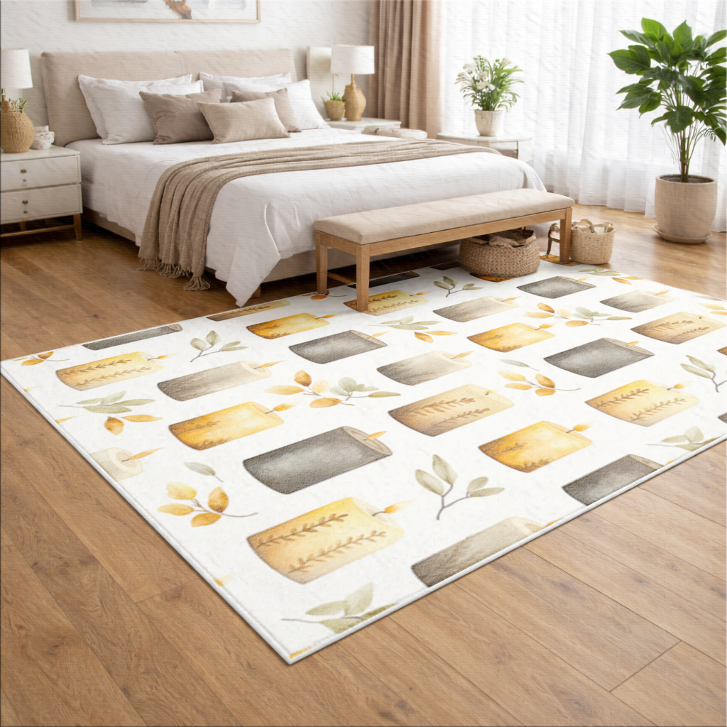 Warm Neutral Autumn Candles and Leaves Living room carpet