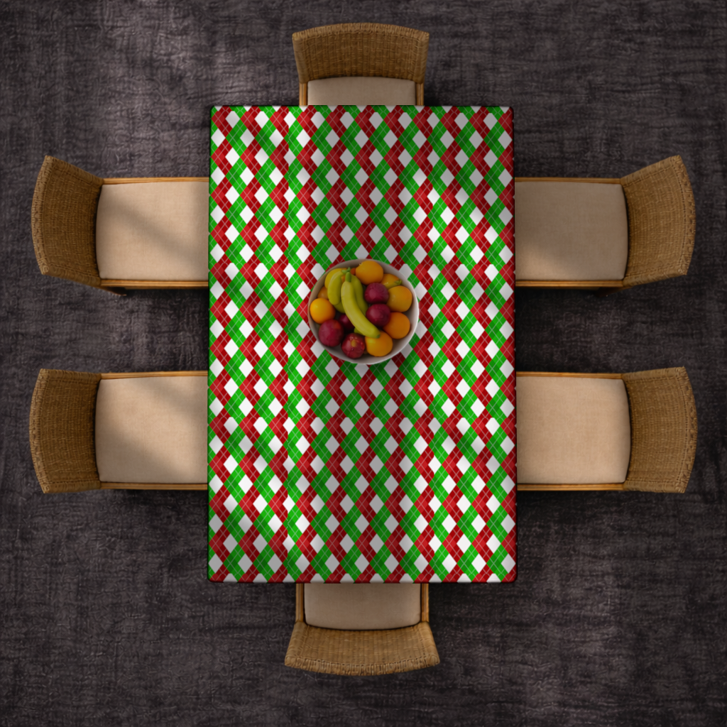 Red Green Argyle Plaid Background Pattern Rectangular Tablecloth