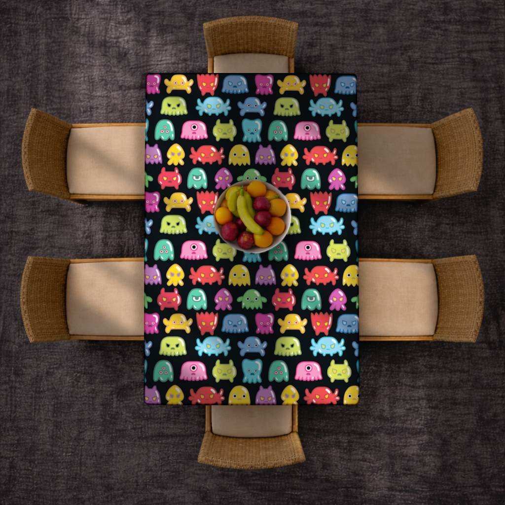 Cute Colorful Monsters Seamless Pattern Rectangular Tablecloth