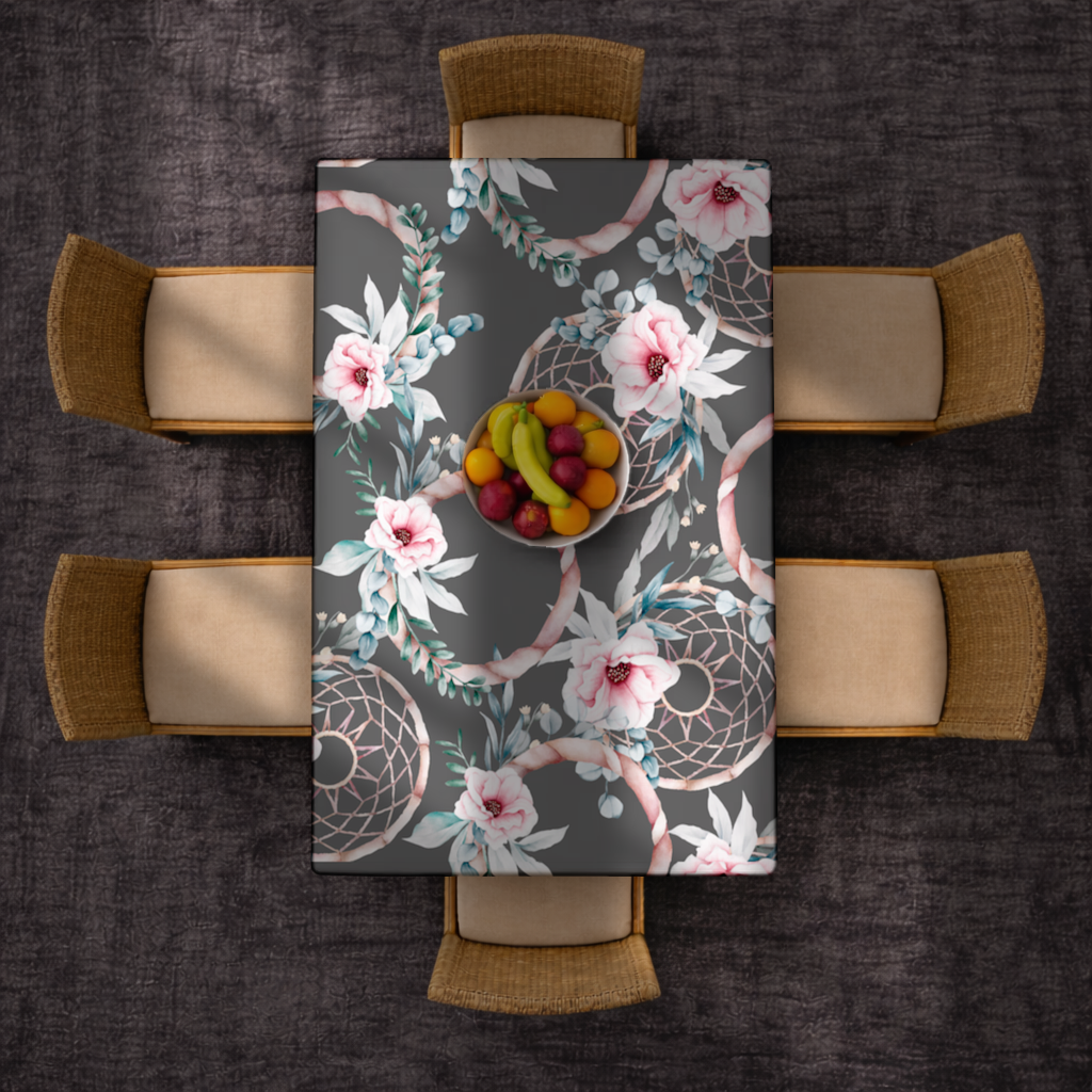Boho Floral Dreamcatcher Pattern Rectangular Tablecloth