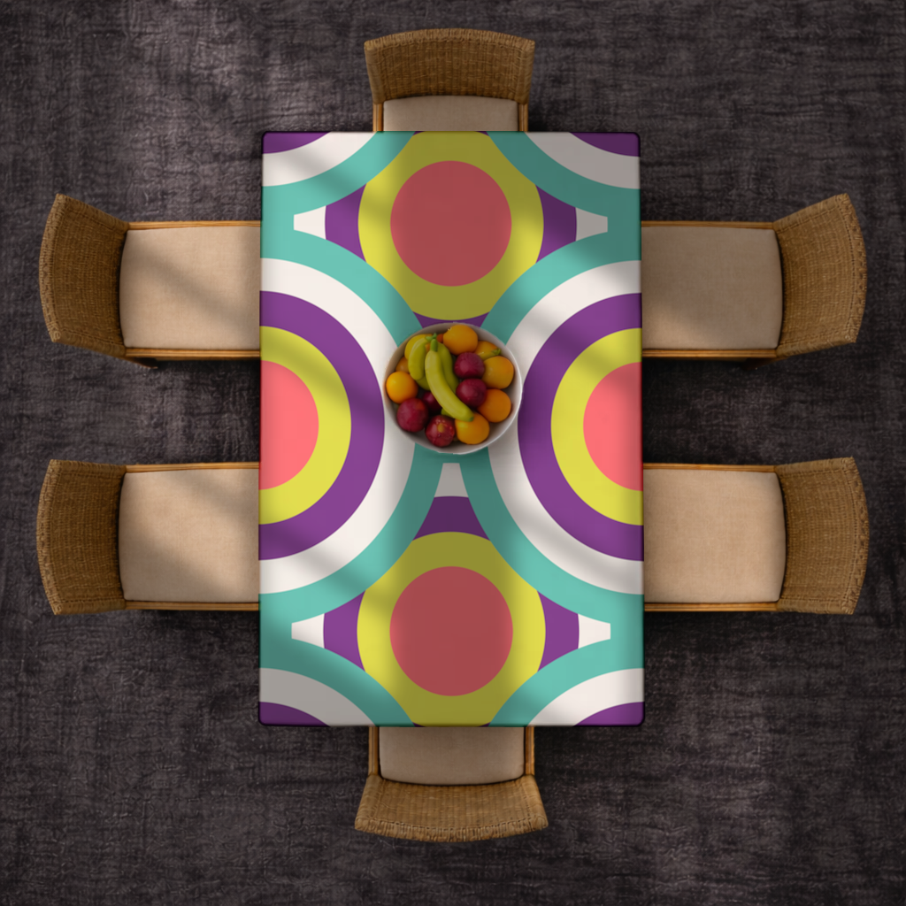 Colorful Geometric Circle Pattern Rectangular Tablecloth