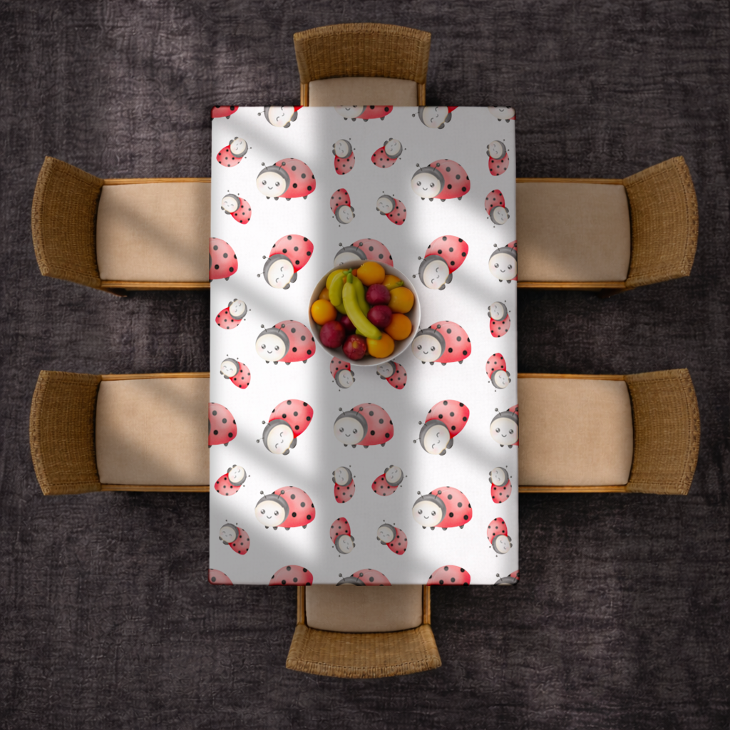 Cute Kawaii Ladybug Pattern Rectangular Tablecloth