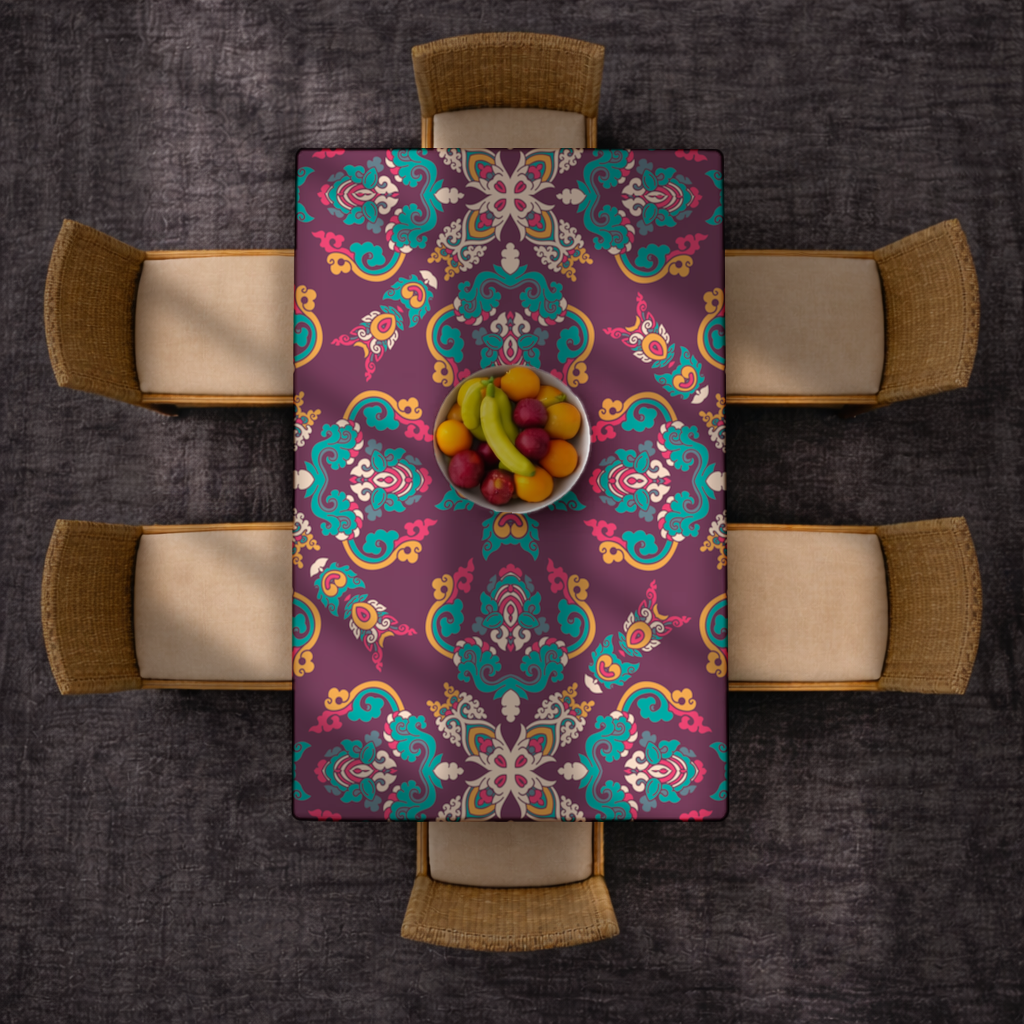 Otantik Osmanlı Motifli Renkli Mandala Deseni Masa Örtüsü