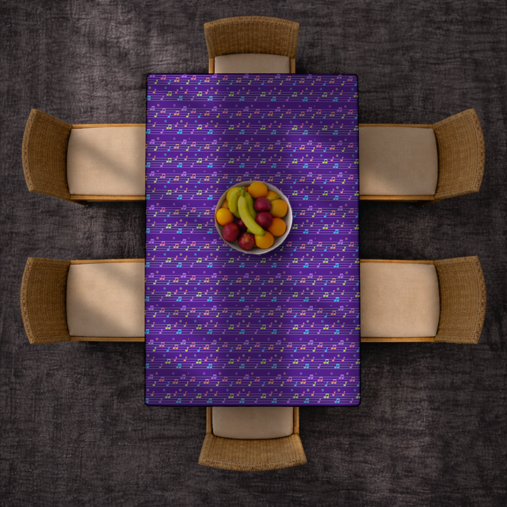 Colorful Music Notes and Modern Rhythm Seamless Pattern Rectangular Tablecloth