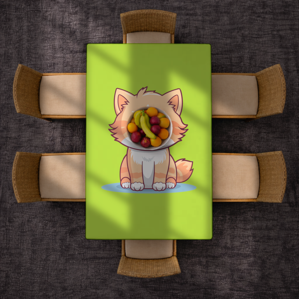 Cute Orange Cat Illustration Rectangular Tablecloth