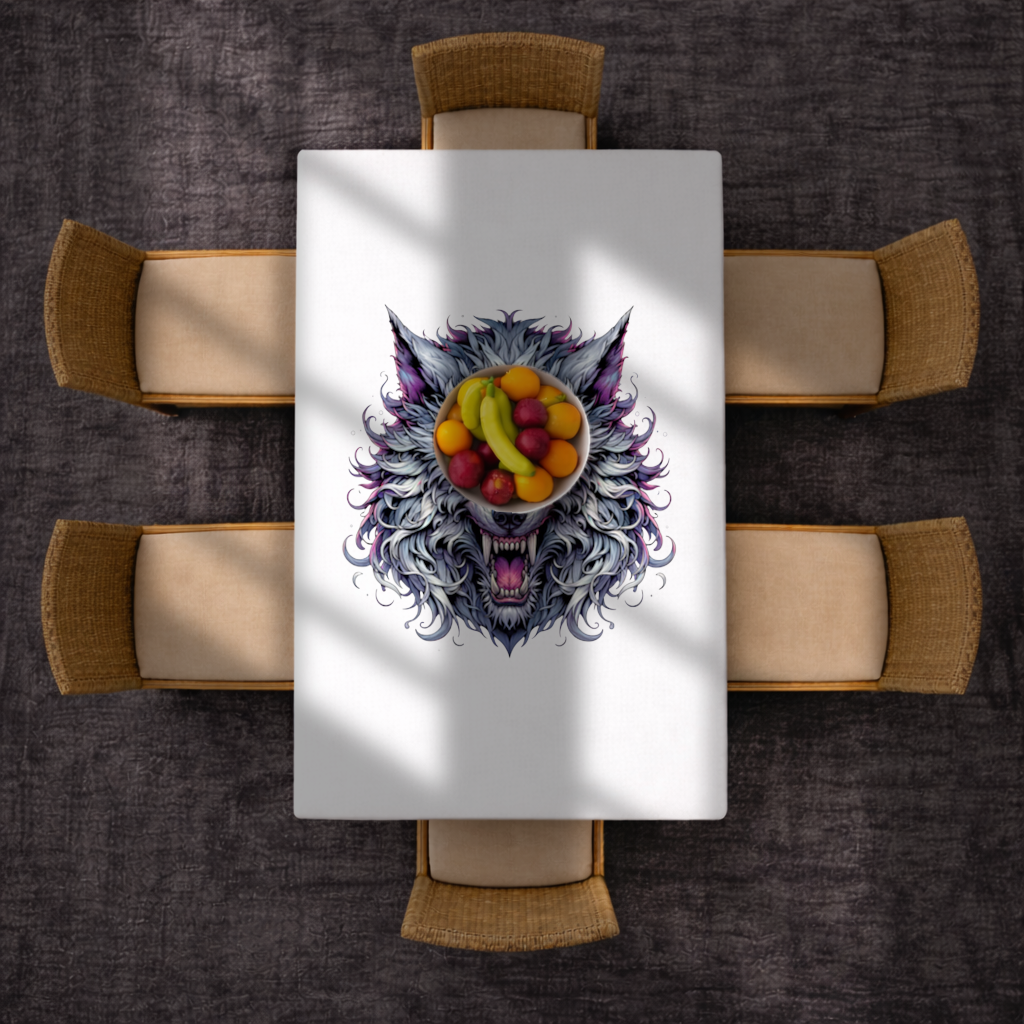 Fierce Wolf Head Illustration Heterochromia Eyes, Savage Wolf Rectangular Tablecloth