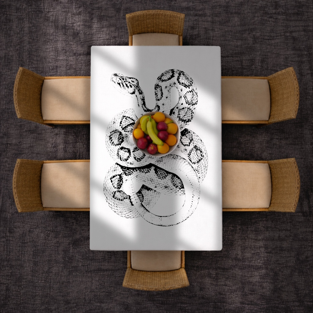 Detailed Vintage Rattlesnake Illustration Rectangular Tablecloth