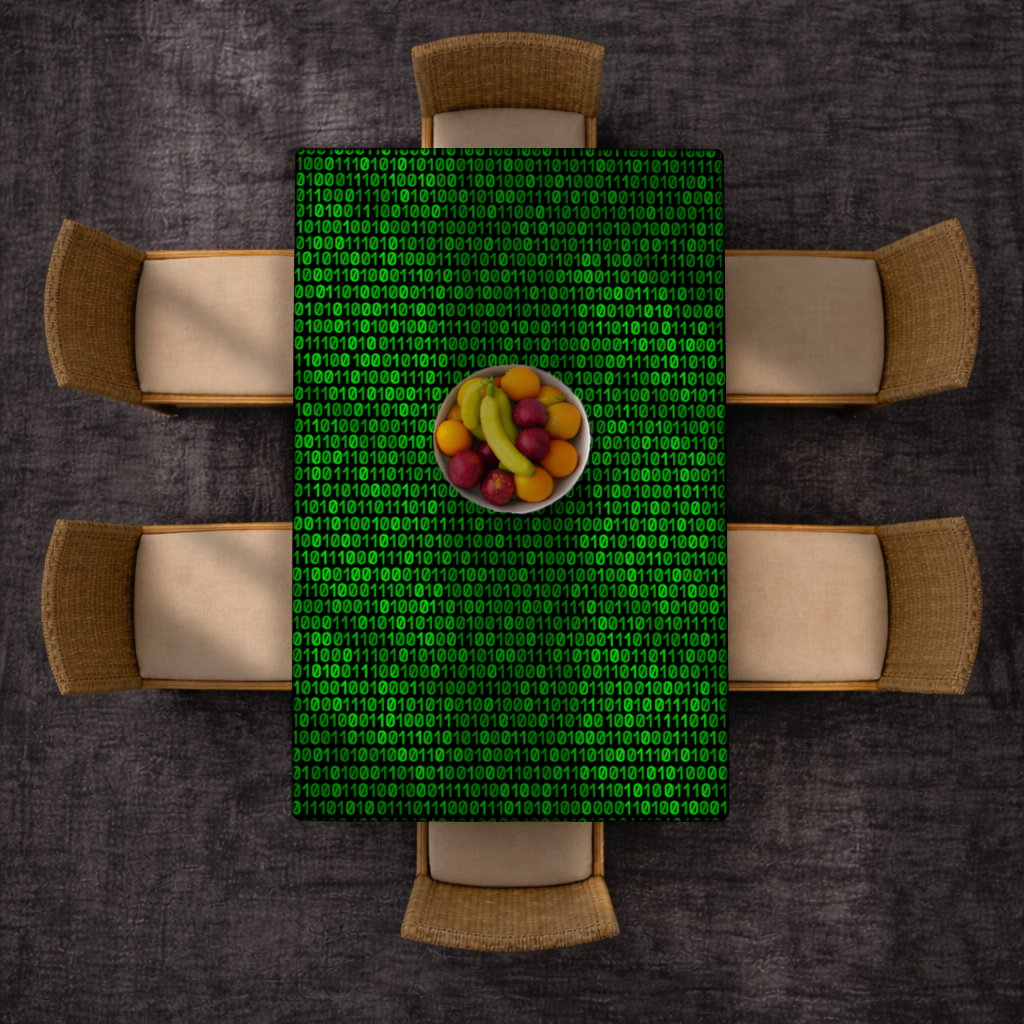 Matrix Style Digital Binary Code Background Rectangular Tablecloth