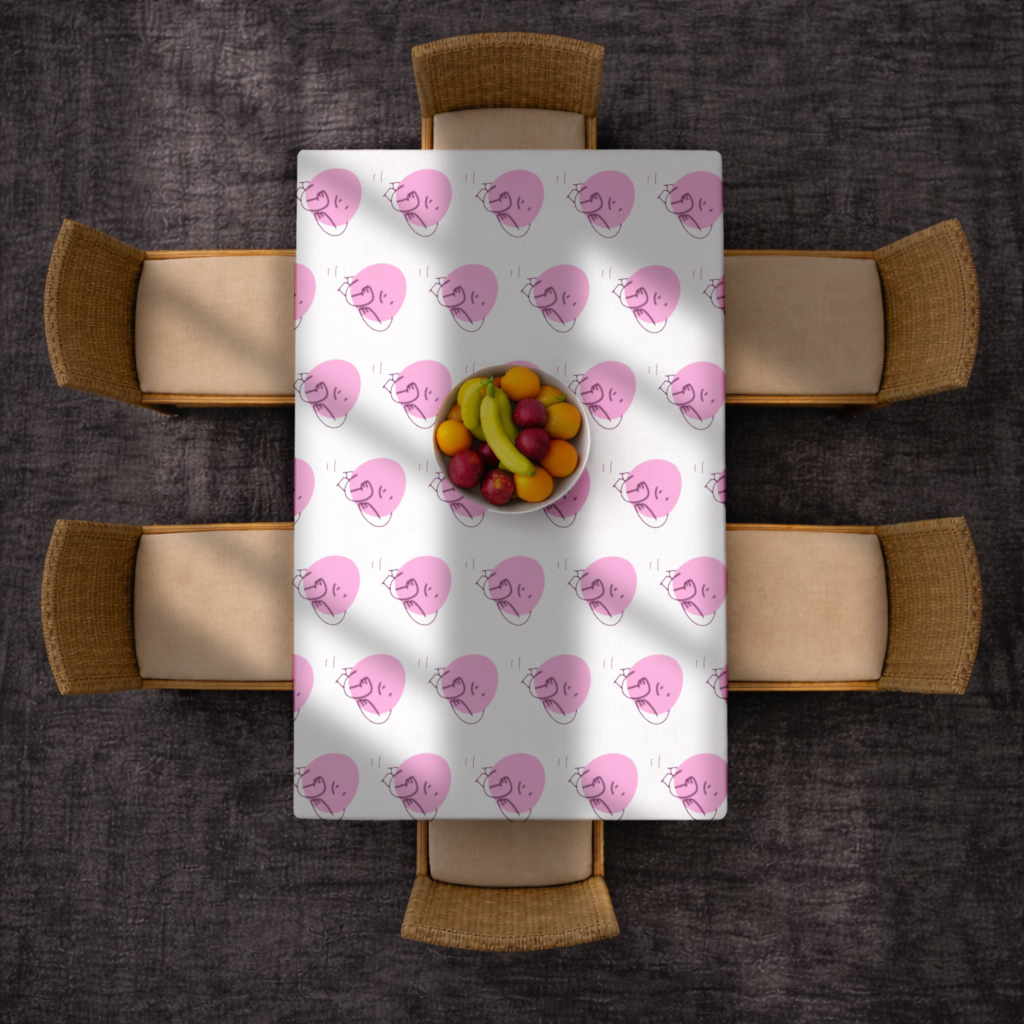 Cute Pink Lying Character Illustration Rectangular Tablecloth